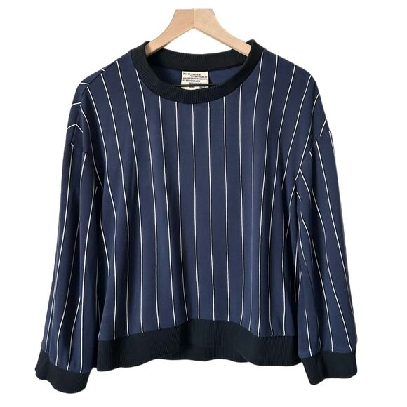 Baum Und Pferdgarten Jannet Sweatshirt Top in Navy Cream Pinstripe Size Large - Picture 1 of 6